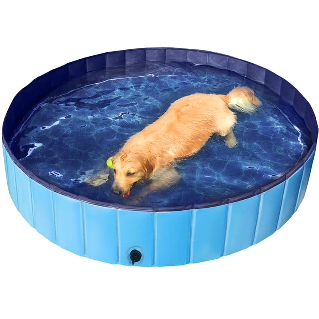 Yaheetech XXL Foldable Pet Pool, Portable PVC Bath Tub for Dogs and Cats, Blue