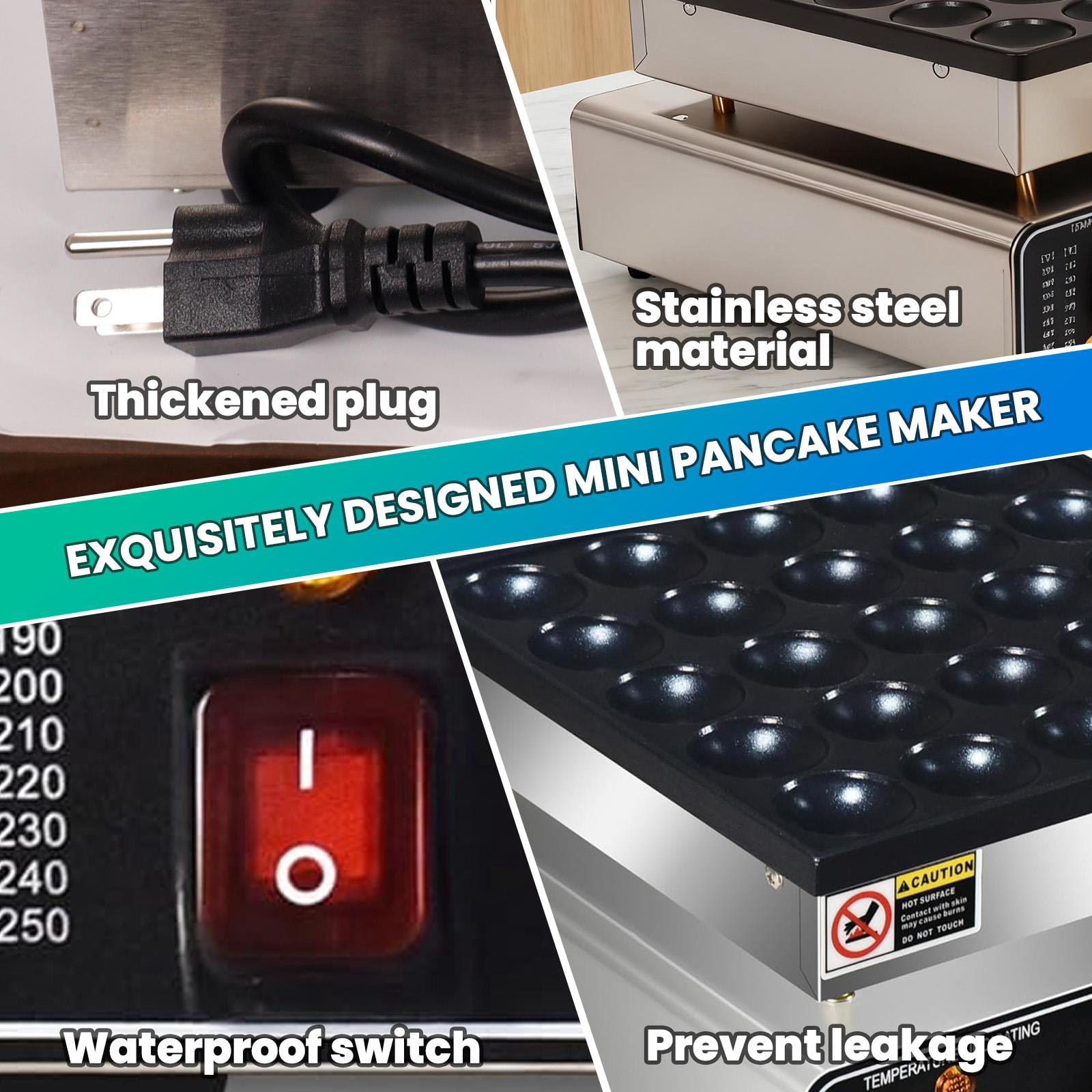 Electric Muffin Waffle Maker,Mini Pancake Maker With 25 Pcs Capacity,Non Stick Baking Plates And 110V Plug,Muffin Waffle Baker For Cafe Or Bakery,Silver 201 Stainless Steel