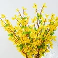 thumbnail image 4 of 4PCS Artificial Flowers Forsythia Branches Yellow Silk Fake Winter Jasmine, Long Stem Faux Forsythia Stems Flowers Floral Arrangement for Home Wedding Vase Party Cemetery Decor, 4 of 7