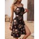 thumbnail image 2 of Vestido gótico oscuro con calaveras recortadas, sexy, estilo centro comercial, estilo gótico, estilo grunge, punk, informal, con abertura lateral, estilo vintage, sin espalda, estilo emo., 2 of 6