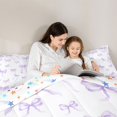 thumbnail image 4 of Manfei Dreamy Purple Bow Twin Bedding Sets 7-Piece for Kids, Watercolor Bow-tie Ribbon Bedding Comforter Set, Cartoon Bowknot Reversible Sheet Sets, Super Cozy Room Decor, 4 of 7