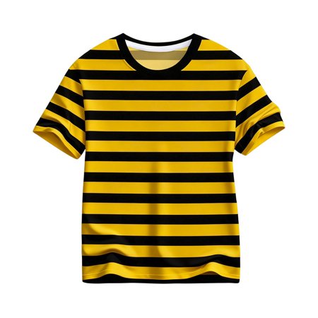 XIYON Boys T-Shirts Kids Striped Short Sleeve T-Shirt Casual Tee Top Comfortable Blend Childrens Teen Fashion Crew Neck Daily Wear Tops For Kids