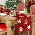 thumbnail image 4 of Hometravel Red Snowflake Table Flag, Christmas Print Linen Tablecloth, 33x183cm Cabinet Decoration for Holiday Dining Setting, 4 of 7
