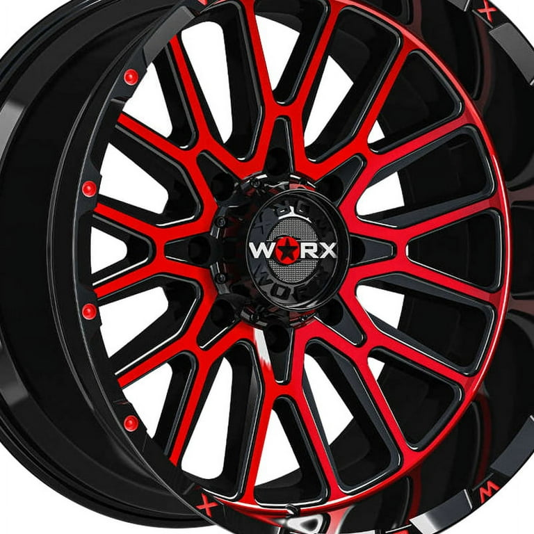 22x12 Worx 818MBR Matte Black/Red Wheel 8x170 (-44mm) - Walmart.com