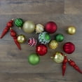 thumbnail image 2 of Northlight Shatterproof 3-Finish Christmas Ball and Finial Ornaments - Red, Gold and Green - 75ct, 2 of 5
