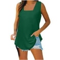 thumbnail image 5 of LEAVINGSUO Plus Size Womens Summer Tank Tops Comfort Women's Fashion Printed Round Neck Comfortable Loose T-Shirt Sleeveless Blouse Casual Tops Green M, 5 of 6