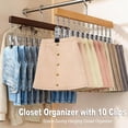 thumbnail image 5 of Closet Organizer with 10 Clips, 360° Rotating Hook Closet Organizer, Non-Slip Heavy Duty Wooden Hanger for Skirts Scarves Hats Socks, 5 of 7