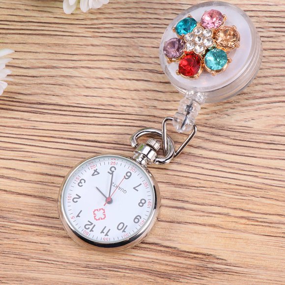 OUNONA Montre à Poche pour Épingles Montre d'Infirmière Métal Multi Couleurs Chronométrage pour Infirmières Lot de 1