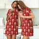 thumbnail image 4 of Balery cute Christmas Moose Camisón de manga corta con cuello redondo para mujer, cómodo y elegante., 4 of 6