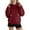 Wine, variant on EchfiProm Women Sweatshirt Hooded Pullover Hot Pink Solid Color Loose Long Sleeve Fanshion Hoodie with Pocket