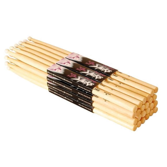 OnStage MW2B Bâtons de Tambour en Érable - 12 Paires, Pointe en Bois, Noir
