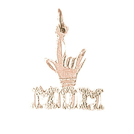 14K Rose Gold I Love You Mom Pendant - 21 mm