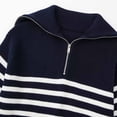 thumbnail image 4 of Sweaters For Women Trendy Sevevn Women's Striped Quarter Zip Pullover Sweater Mock Neck Knit Fall Fashion Casual Sweater, 4 of 6