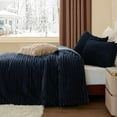 thumbnail image 4 of Fleece Full Comforter Set -Super Soft & Warm Fluffy Navy Blue Bedding, Luxury Fuzzy Heavy Bed Set for Winter with 2 Pillow Cases, 4 of 6