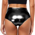 thumbnail image 4 of IDALL Shorts for Women Leather Shorts Short High Waisted Shorts Leather Metallic Solid Color High Gloss Women's Super Shorts Hot Pants Womens Shorts Casual Summer Shorts Black L, 4 of 7