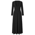 thumbnail image 4 of Conairie Flowy Dress for Women Solid Color V Neck Loose Fashion Long Sleeve Dress Soft Lounge Long formal Dresses Black L, 4 of 4