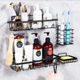thumbnail image 5 of Adhesive Shower Caddy 5 Pack, Large Capacity Bathroom Organizers and Storage, No Drilling Wall-Mounted Basket, Black, 5 of 15