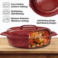 thumbnail image 6 of 16 Inch Roasting Pan with Lid-Covered Oval Roaster-Enamel Carbon Steel Roaster Pot-Excellent Heat Distribution and Non-sticky-for Turkey Chicken Meat & Vegetables-Birthday and Holiday gifts,red, 6 of 8