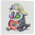 thumbnail image 2 of HFDF Funny Animal 100% Hand Painted Oil Painting with Stretched Wall Art for Kids Room Bedroom Living Room Ready to Hang (Adorable Owl Eats Doughnut,) 14x11inch Framed, 2 of 7