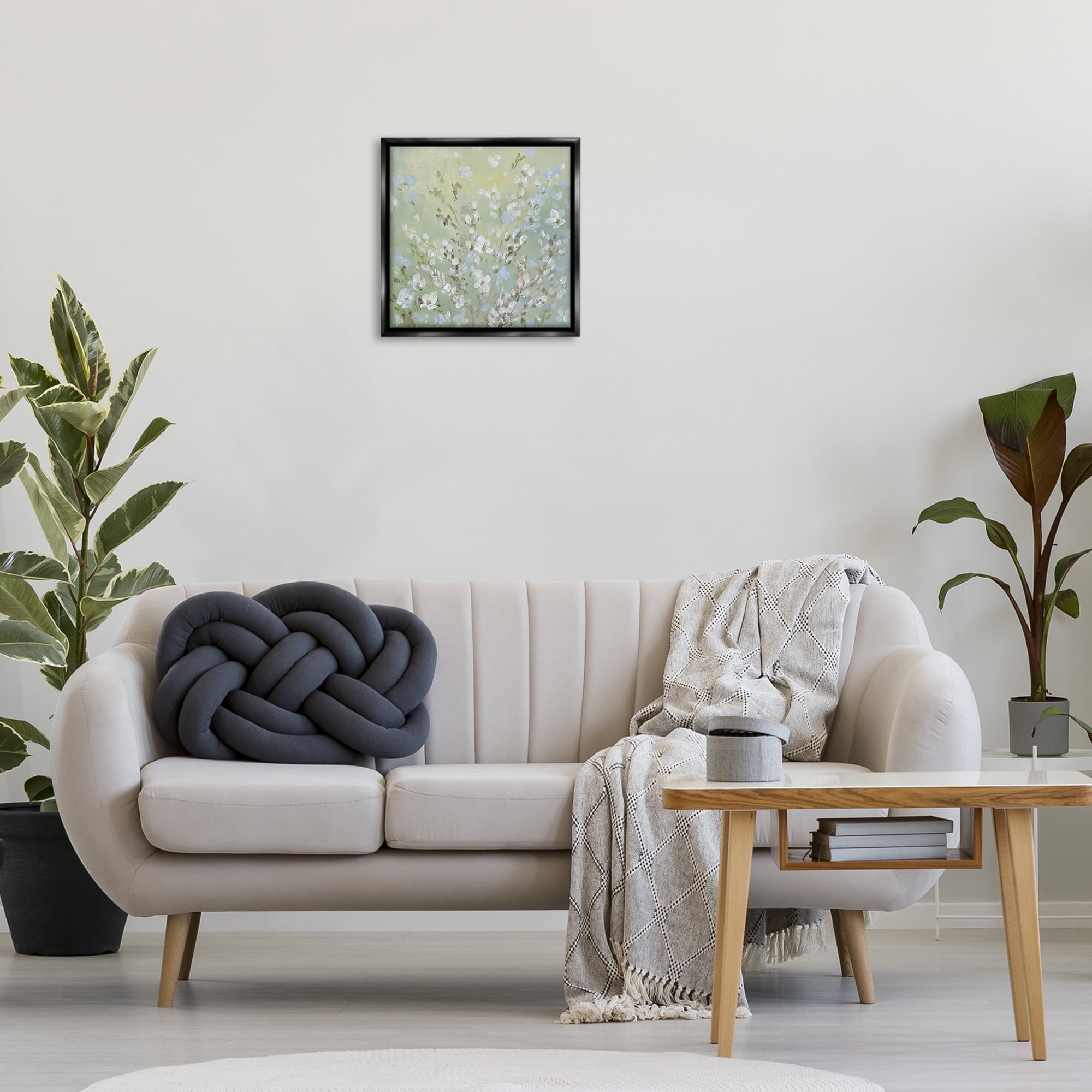 Stupell Industries Floral Meadow Wispy Willows Floral & Botanical Painting Black Floater Framed Canvas Art Print Wall Art, 18 x 18