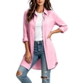 thumbnail image 4 of Guieoi Women's Elegant Casual Vacation-Style Long-Sleeve Shirt Dress Fall with Two Pockets Pink L, 4 of 6