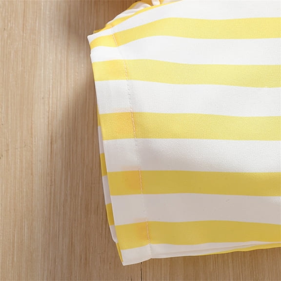 Vedolay Romper Girl Sleeveless Jumpsuits Ruffle Wide Leg Smocked Square Neck Bow Rompers,Yellow 1-2 Years