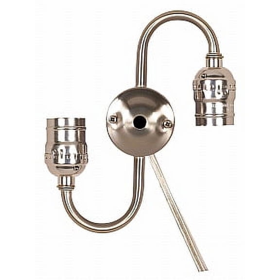 Satco Twin Keyless with 14in 18/2 SPT-2 105 Degree C Clear Silver Wire Satin Nickel