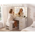 thumbnail image 6 of Papajet 36.2" Fluted Vanity Desk with Large Mirror and Adjustable LED Lights, 4 Drawers Makeup Table with Glass Top and Charging Station, White, 6 of 9