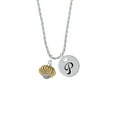 thumbnail image 2 of Delight Jewelry Goldtone Large Angled Rope Spinner Silvertone Script Initial Disc - P - Charm Necklace, 20"+3", 2 of 4