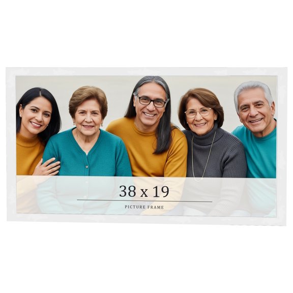 38x19 Frame White Real Wood Picture Frame Width 0.75 inches | Interior Frame Depth 0.5 inches |