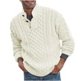 thumbnail image 2 of UVEASISHA Men's Mock Neck Sweaters Cable Knit Pullover Sweater Long Sleeve Twist Knitted Jumper Top Fall Winter Casual Stand Collar Tops Clearance Sales White M, 2 of 6