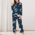 thumbnail image 2 of Balery Friendly Smiling Sharks Conjunto de Pijama con Estampado para Mujer, Conjunto de Dos Piezas con Manga Larga, Ropa de Dormir Suave con Bolsillos, Pijamas Cómodos-Large, 2 of 7