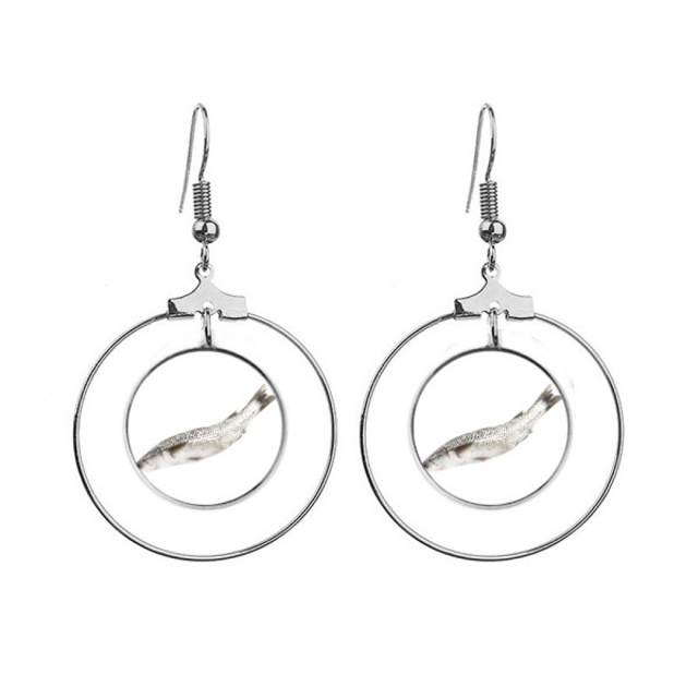 Pescado blanco fresco oceano Los pendientes cuelgan del aro de la joyería del círculo de la gota Unbranded M