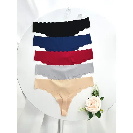 

5pcs Women‘s Sexy No-Show Solid Panties Pack In Soft Low Waist Sexy Lingerie Thong Panty Women‘s Underwear & Lingerie
