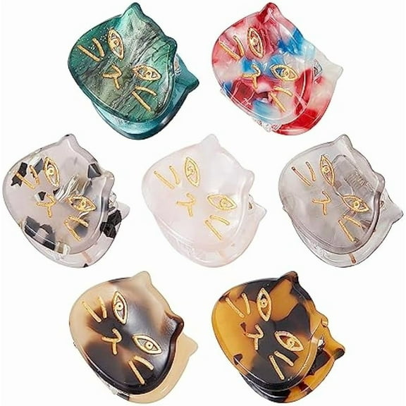 7Pcs 7 Colors Cartoon Mini Cat Claw Hair Clips Small Cat Hair Clip Kitten Forehead Bangs Broken Hair Clip Side Clip Top Clip Hair Clip Small Tortoise Shell Hair Clip for Girls Women
