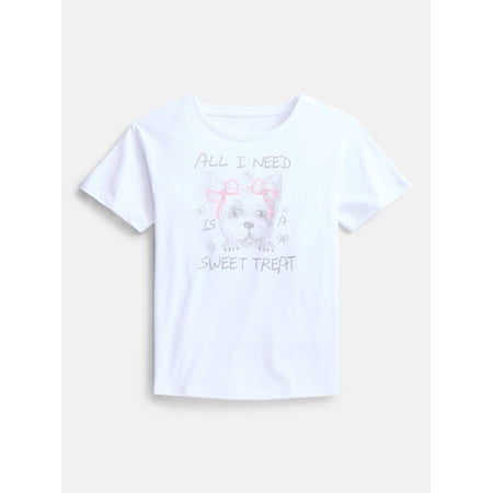 Wonder Nation Girls' Sweet Treat Graphic Tee with Short Sleeves, Sizes 4-18