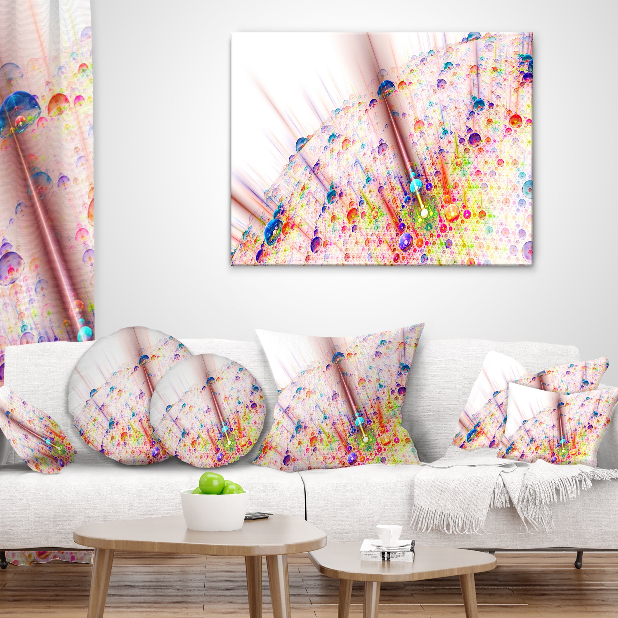 Designart Red Blue Solar Bubbles Planet - Abstract Throw Pillow - 16x16
