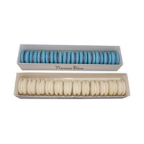 Blueberry & Vanilla Macaron Bites - 24 Count | Gourmet French Macarons with Rich Blueberry and Creamy Vanilla Flavors | Perfect for Parties, Gifts, and Dessert Lovers | Elegant Blue and White Macaron