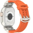 thumbnail image 3 of Wristband for Apple Watch Ultra 2/1 Band 49mm 45mm 44mm 42mm, Breathable Sport Silicone Rubber Band Strap with Adjustable Alloy Secure Buckle for iWatch Series 9 8 7 6 5 4 SE 3 2 1, Orange, 3 of 11