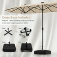 thumbnail image 5 of Topbuy 13 FT Patio Umbrella Double-Sided Market Umbrella with 36 Solar-Powered LED Lights Cross Base Included Beige, 5 of 10