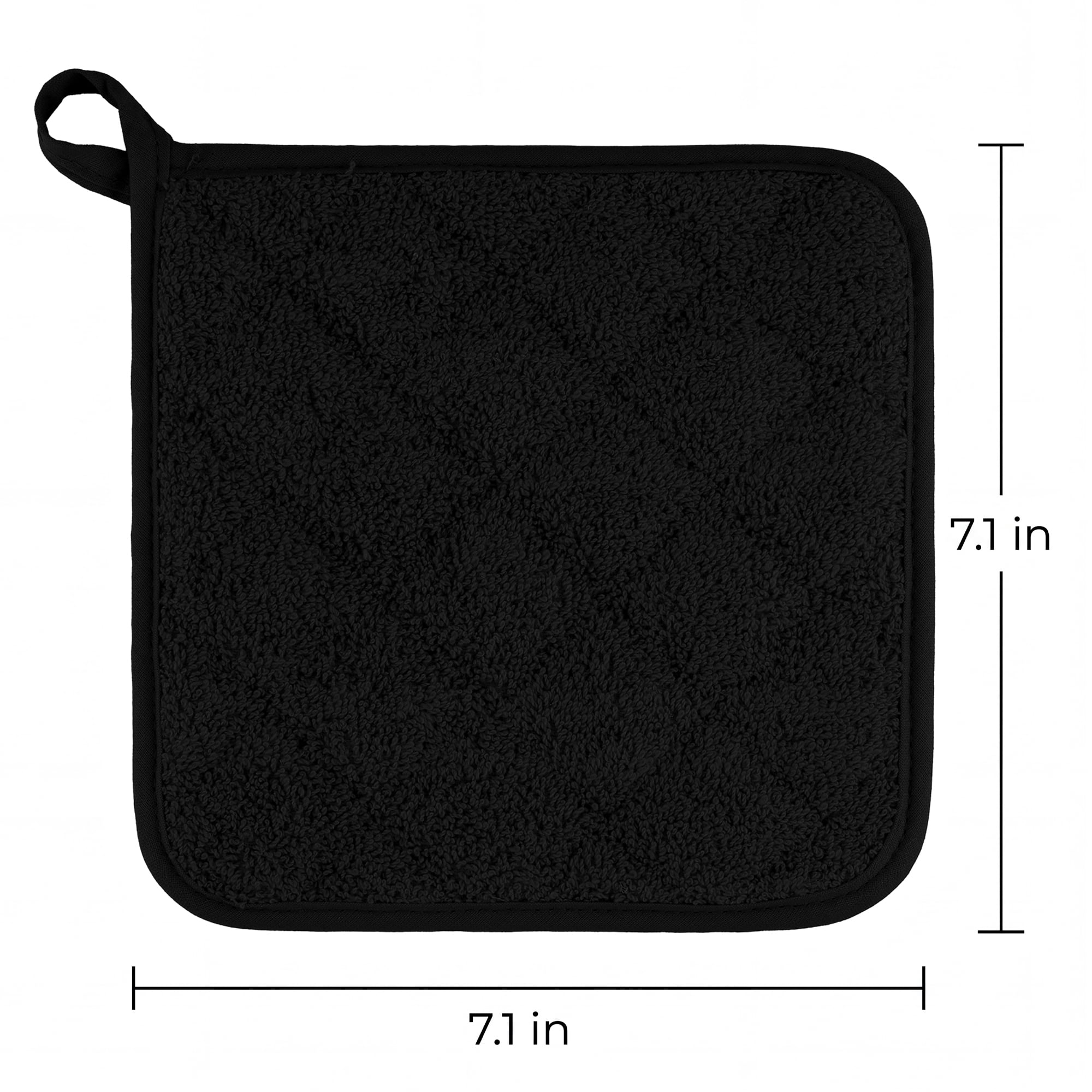Unique Bargains 2 Pcs Square Pot Holders Heat Resistant Non Slip Pads Black 7.1"x7.1"