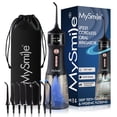 thumbnail image 3 of (2 pack) MySmile LP221 OLED Cordless Water Flosser with UVC Sterilizer Light, Portable Oral Irrigator Electric Dental Flosser Picks for Teeth Cleaning, Braces, Gums, 5 Modes, 8 Jet Tips, Travel Bag, Black, 3 of 10
