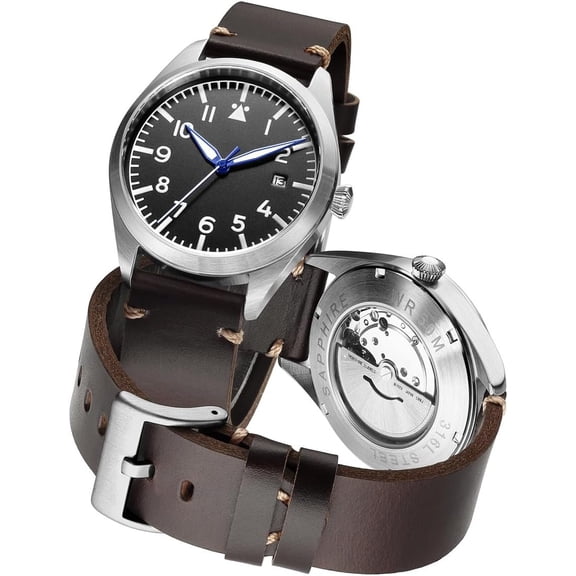 Watch Men's Aviator Wrist Watch  Automatic Movement Retro Mechanical Watches Stainless Steel Case with Luminous