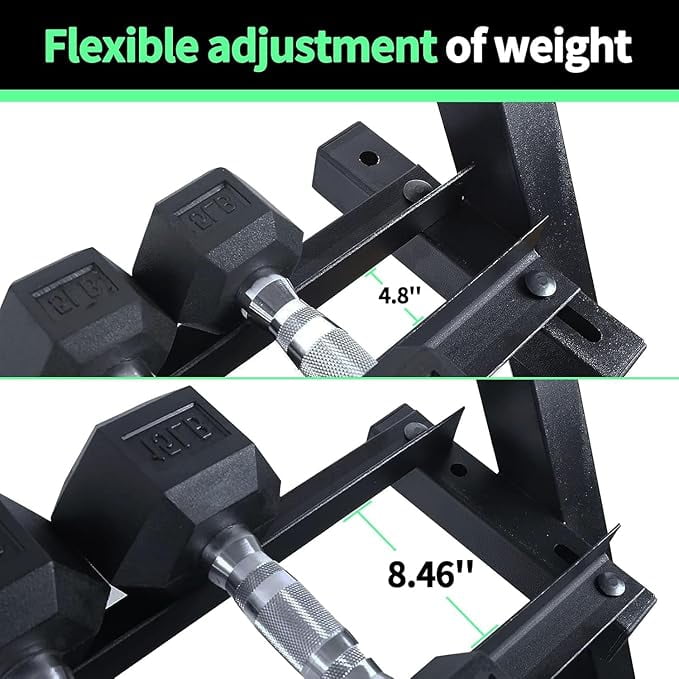 3-Tier Heavy Duty Adjustable Dumbbell Rack, Free Standing Weight Storage Organizer for Dumbbells, Barbell, Kettlebell, Home Gym Equipment, Space Saving Design for Commercial & Residential Use
