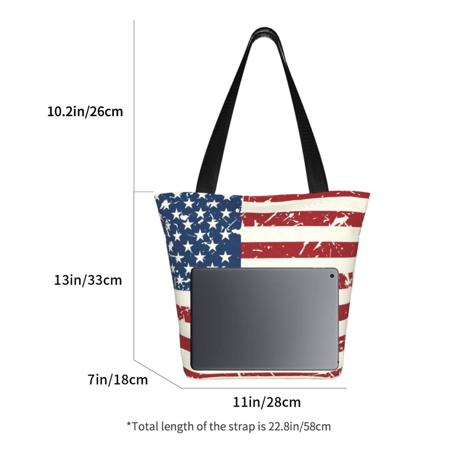 Ratiio Vintage American Flag Print Shoulder Bag for Women, Polyester Crossbody Purse Lightweight Handbag for Daily Travel and Casual Use