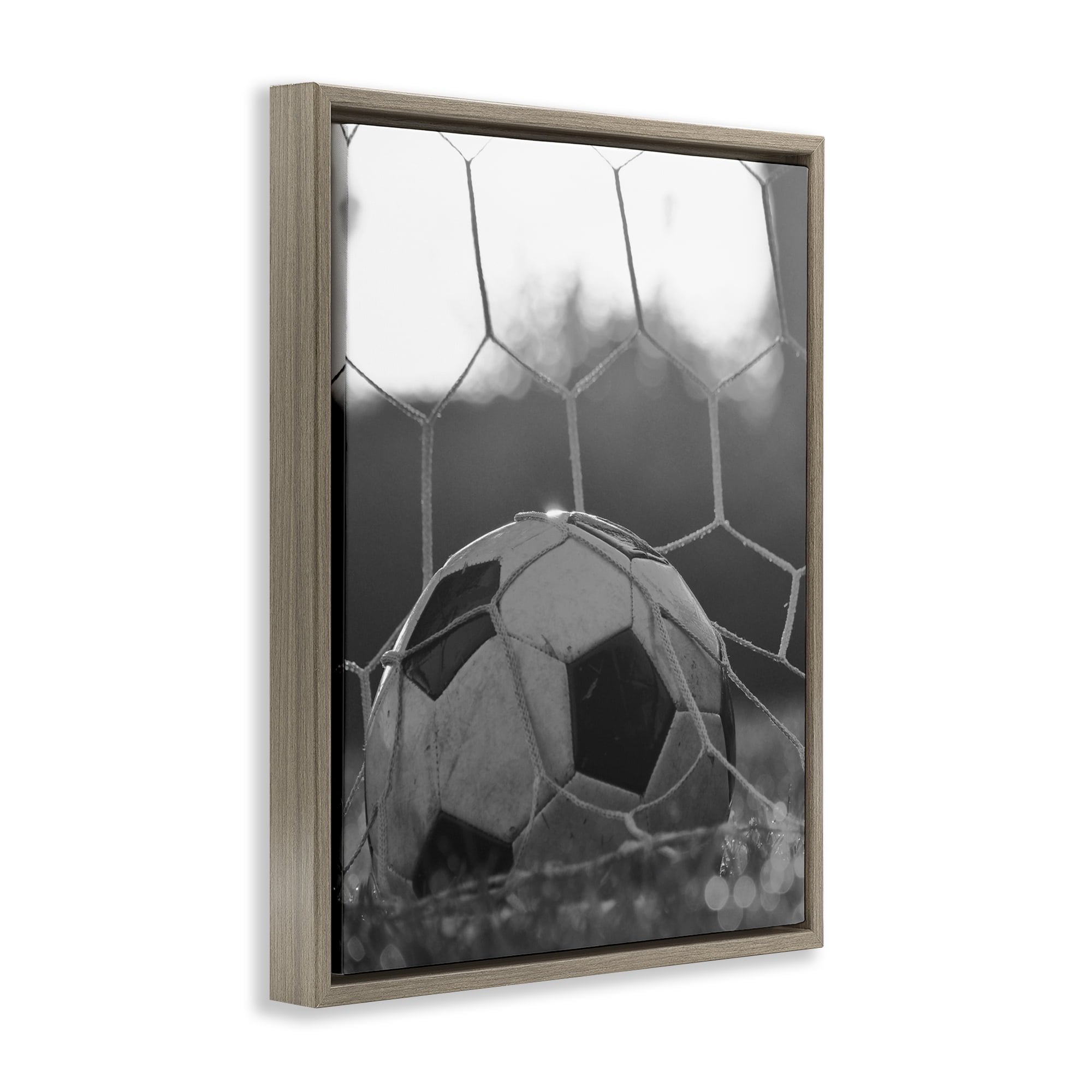 Stupell Industries Soccer Goal Score Brown Framed Floater Canvas Wall Art, design by Marcus Prime