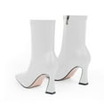 thumbnail image 3 of YOWMNS Women's Closed Square Toe Stiletto High Heel Fall Ankle Boots with Side Zipper Elegantes Fashion Dress booties(White, 9), 3 of 5
