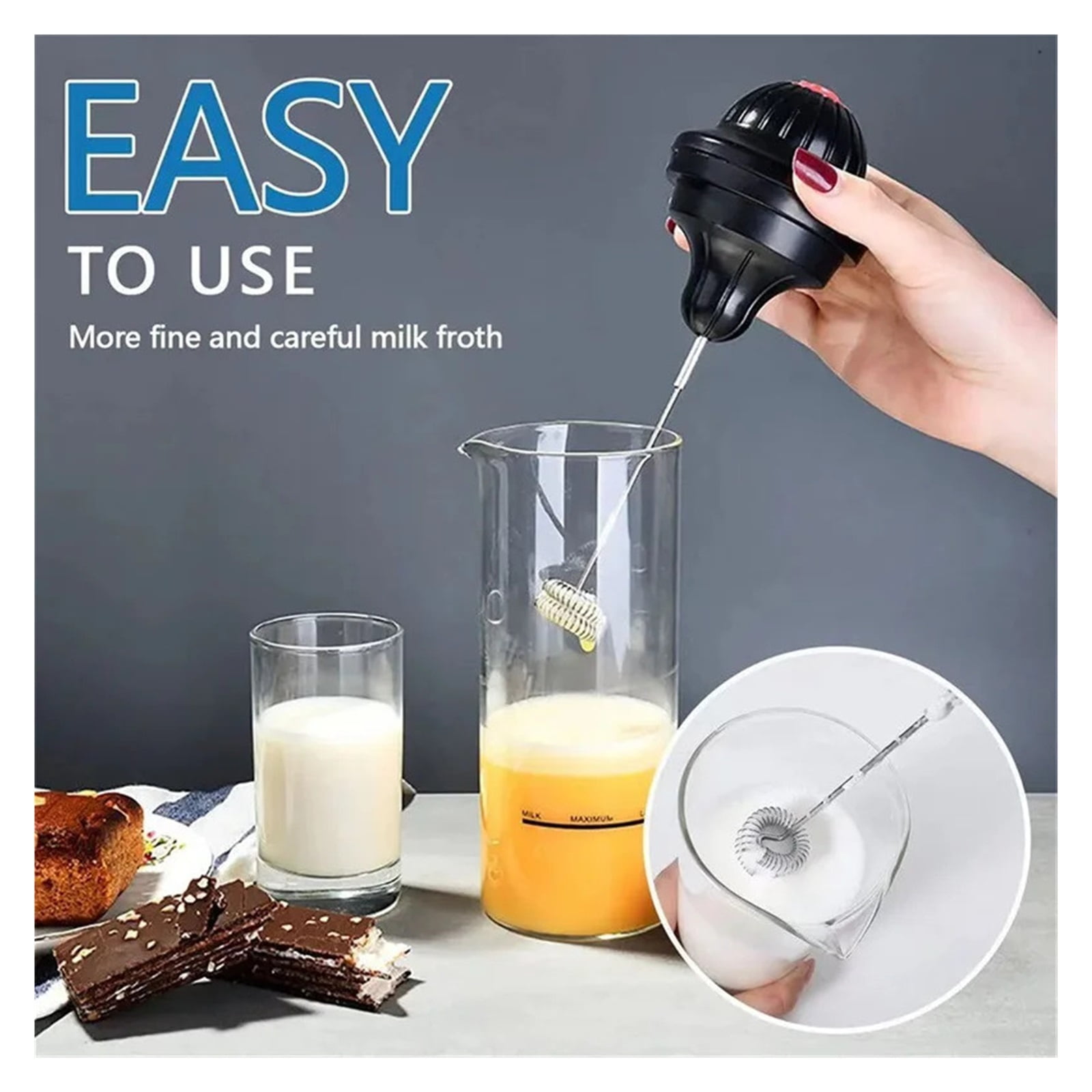 Portable Milk Frother Electric Foamer Coffee Foam Maker Milk Shake Mixer Battery Milk Frother