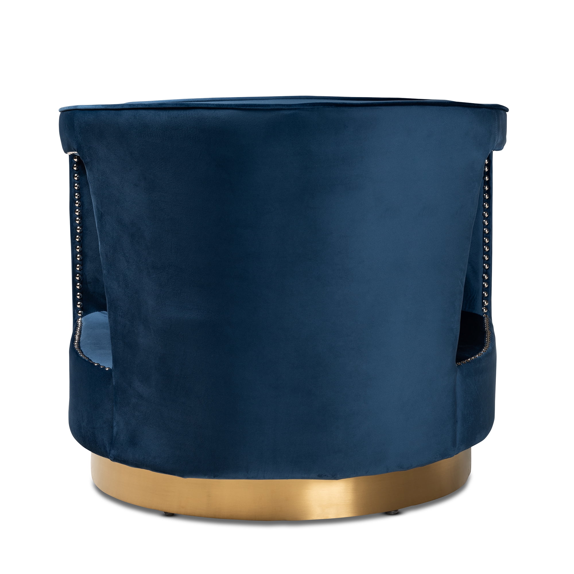 Baxton Studio Neville Tub Chair, Navy Blue and Gold