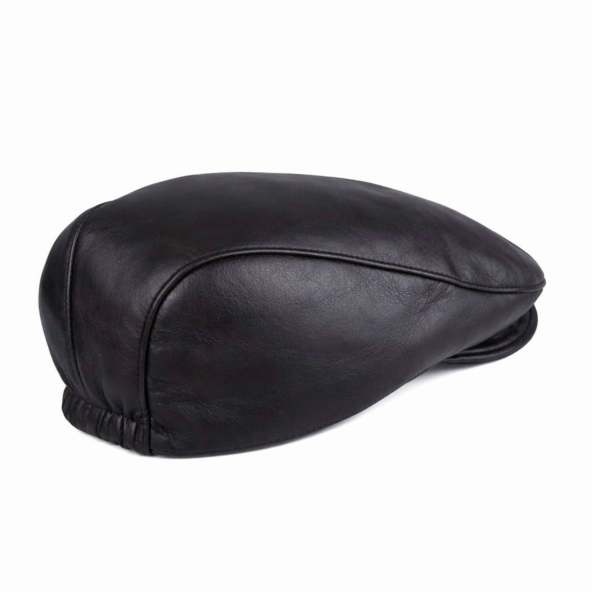 Handmade Men’s Real Leather Newsboy Cap – Vintage Sheepskin Leather Flat Cap, Classic Cabbie Driver Ascot Hat